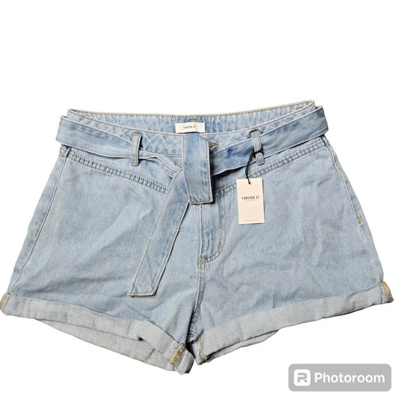 Forever 21 Denim Cuffed Belt Shorts - Picture 1 of 7
